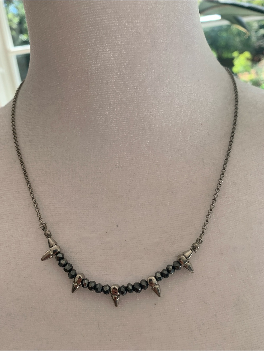Lia Sophia Gunmetal and Black Spike Necklace